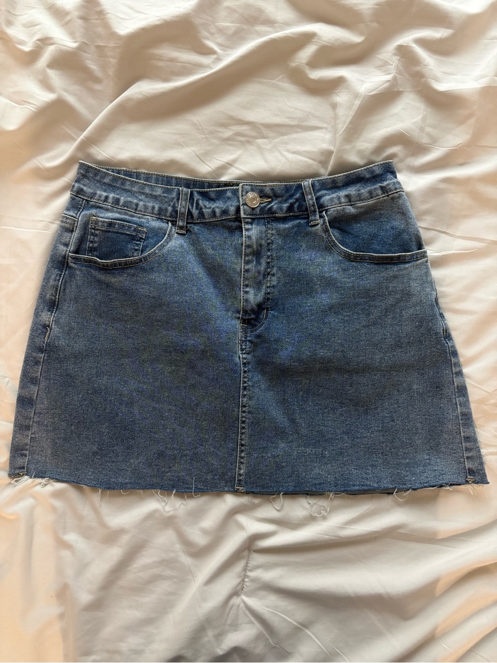 Amazon Blue Denim Mini Skirt - Casual A-Line